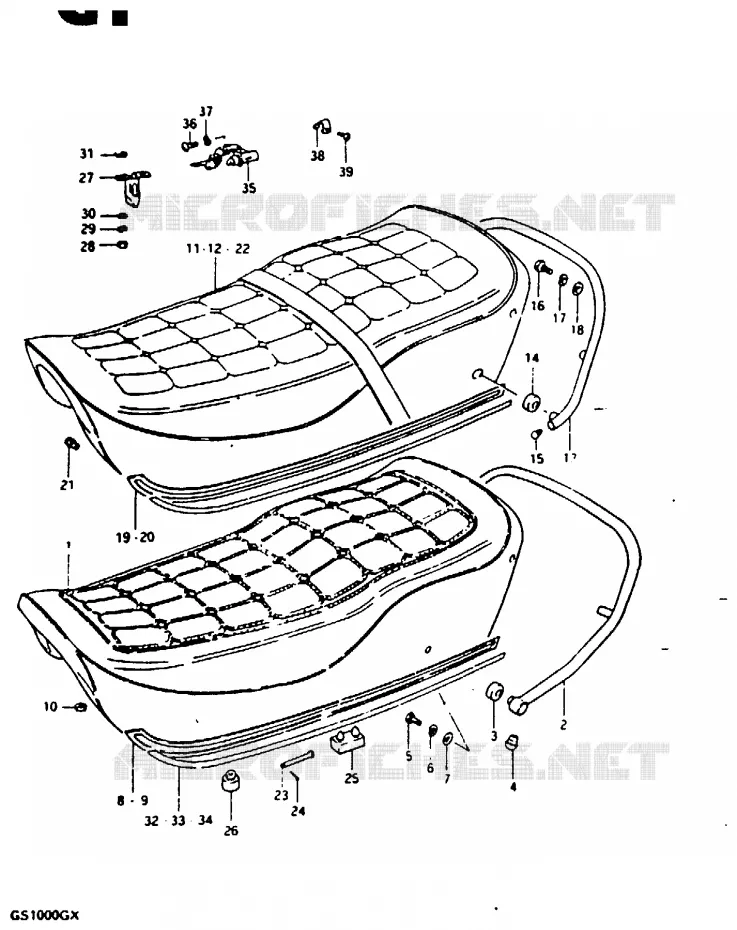 SEAT (MODELE T, MODELE X : E22, E25) Suzuki MOTO 1000 GS 1981  GS1000GX(X/T)