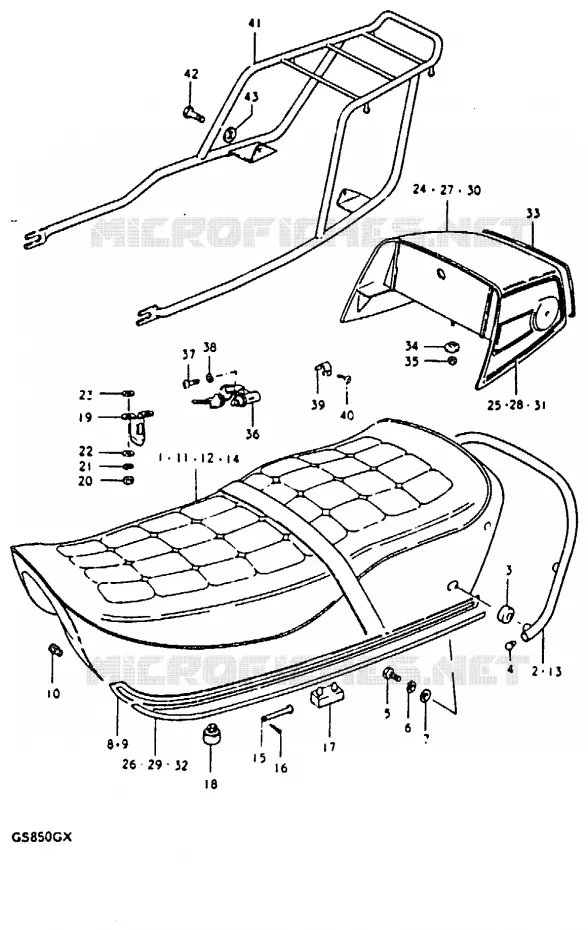 SEAT (MODELE T, MODELE X : E22, E25) Suzuki MOTO 850 GS 1981  GS850GX(T/X)