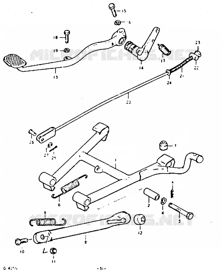 STAND - ACHTER REMPEDAAL Suzuki MOTO 425 GS 1992  GS425N(N)