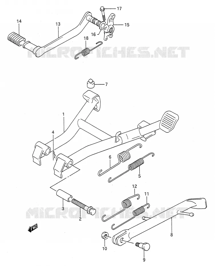 STAND - ACHTER REMPEDAAL Suzuki MOTO 500 GS-E 1995  GS500ES(E28)