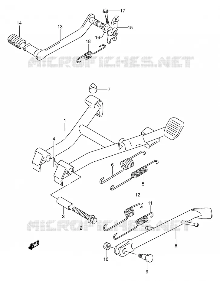 STAND - ACHTER REMPEDAAL Suzuki MOTO 500 GS-E 1996  GS500EUT(E2)