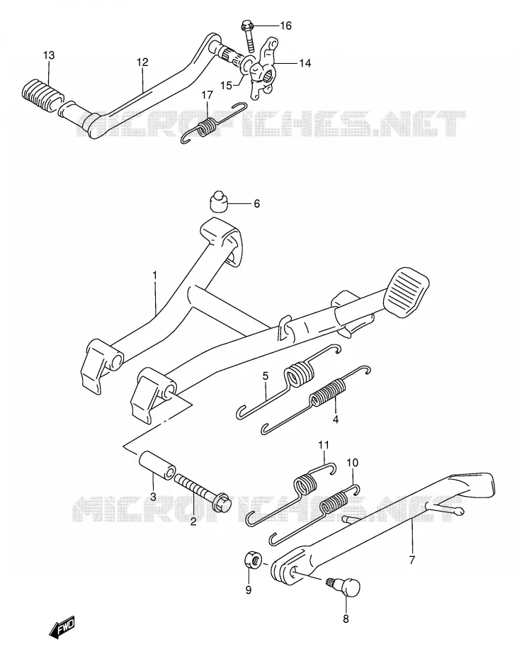 STAND - ACHTER REMPEDAAL Suzuki MOTO 500 GS-E 2001  GS500K1(E2)