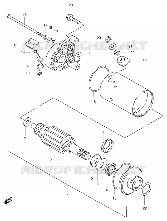 STARTMOTOR (GS125ESZ/EZ/ESD/ESF/ESK/ESL) Suzuki MOTO 125 GS 1991  GS125ESM(E1)