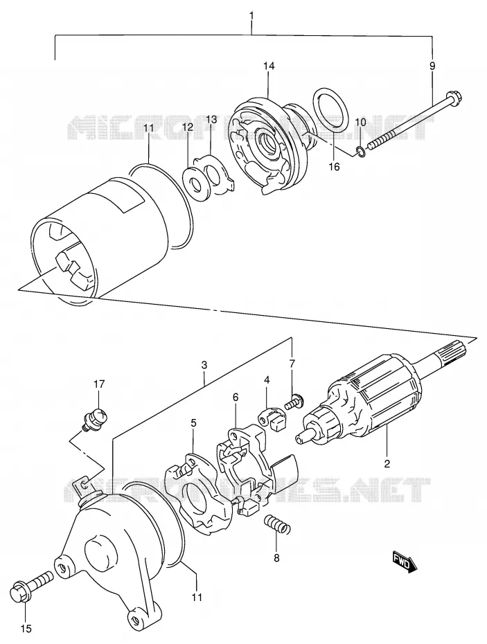 STARTMOTOR (GS125SR,GS125ESM/ESR) Suzuki MOTO 125 GS 1994  GS125ESR(E1)