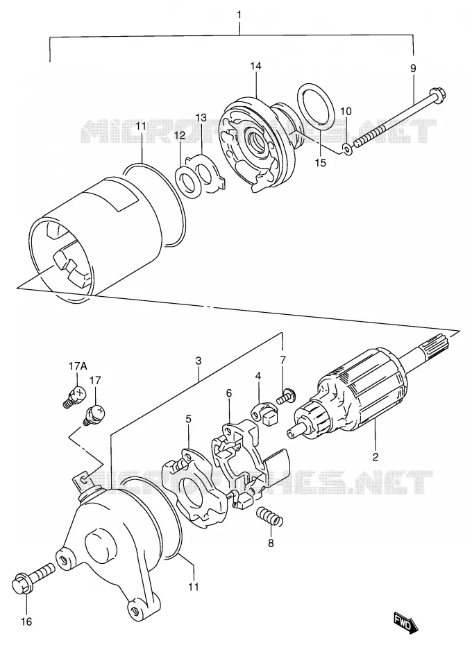 STARTMOTOR (MODELE M/N/R) Suzuki MOTO 125 GN 1991  GN125M(E1)