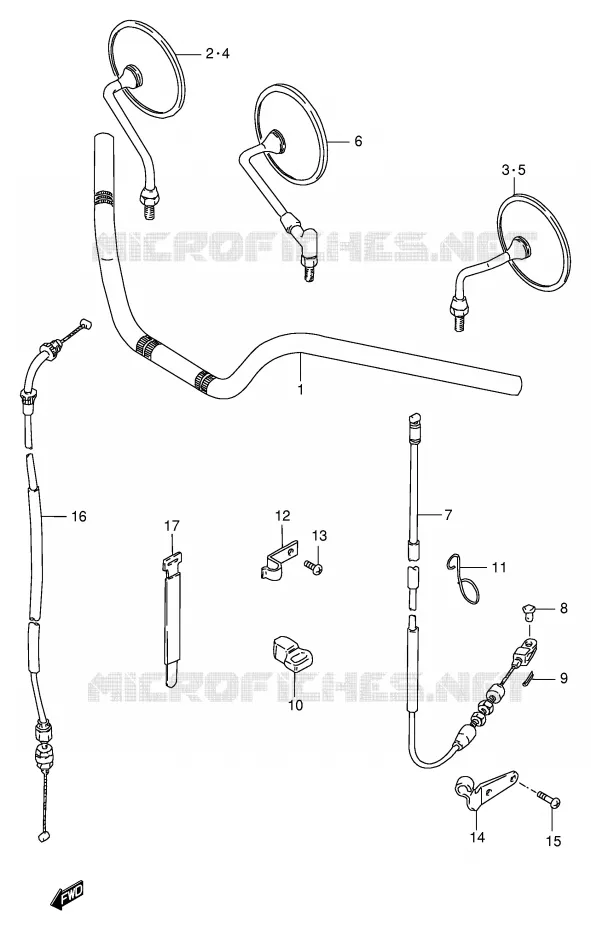 STUUR (MODELE T/W/X) Suzuki MOTO 250 GN 2001  GN250K1(E2)