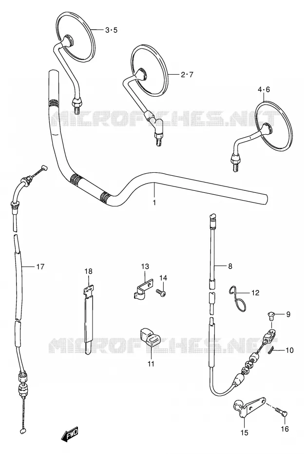 STUUR (MODELE Y) Suzuki MOTO 250 GN 2001  GN250EK1(E2)