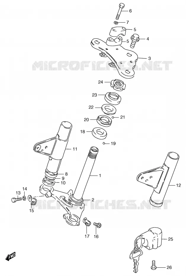 STUURKOLOM (GS125UX/UY) Suzuki MOTO 125 GS 1999  GS125SX(E71)