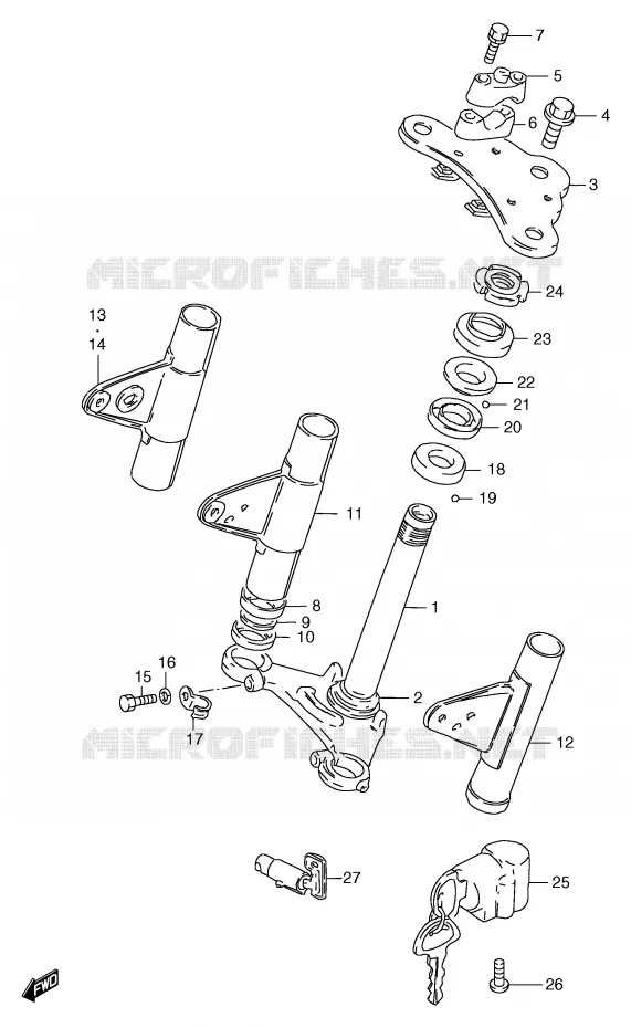 STUURKOLOM (VOIR NOTE) Suzuki MOTO 125 GS 2000  GS125SY(E71)