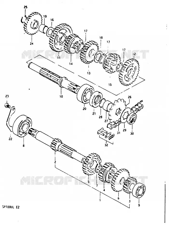 TRANSMISSION Suzuki MOTO 100 GP 1983  GP100UD(X/D/L)
