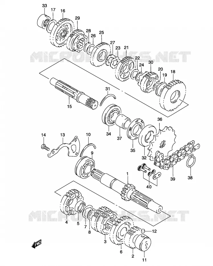 TRANSMISSION Suzuki MOTO 500 GS-E 2004  GS500K4(P19)