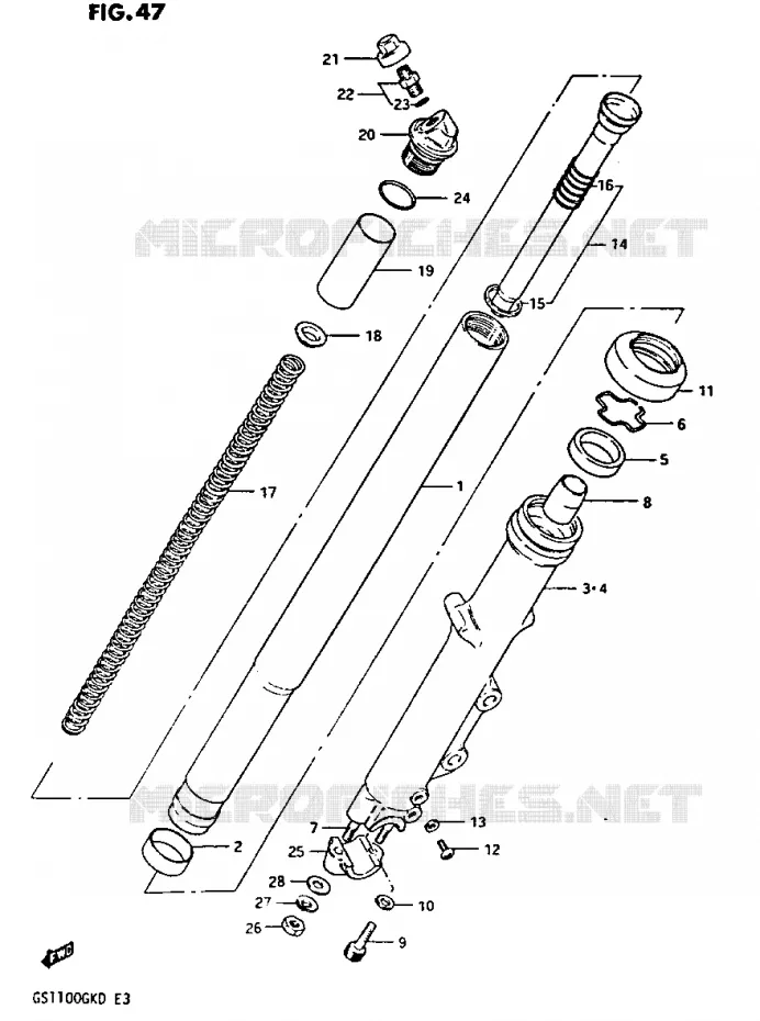 VOORVORK (GS1100GK2/GKD) Suzuki MOTO 1100 GS-G 1982  GS1100GK2(Z/2/D)