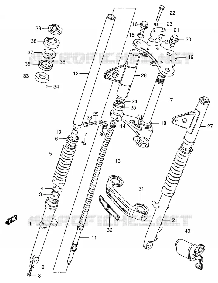 VOORVORK (GS125EZ E17) Suzuki MOTO 125 GS 1985  GS125ESF(E1)