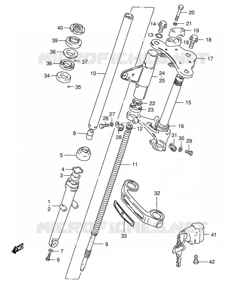 VOORVORK (GS125UR E71) Suzuki MOTO 125 GS 1990  GS125ESL(E1)