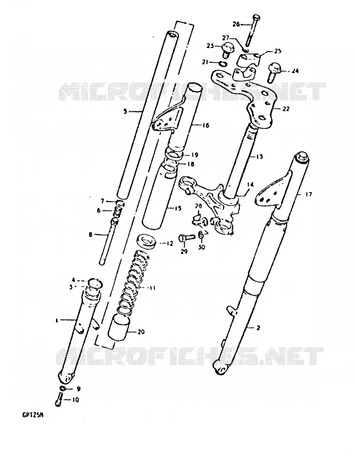 VOORVORK (KAYABA)(GP125UC F.NO.101623~, GP125UN) Suzuki MOTO 125 GP 1992  GP125N(C/N)