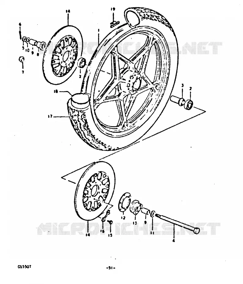 VOORWIEL (FOR CAST WHEEL) Suzuki MOTO 550 GS 1980  GS550T(T)