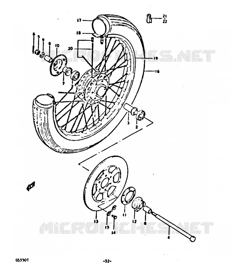 VOORWIEL (FOR SPOKE WHEEL/SINGLE DISK) Suzuki MOTO 550 GS 1980  GS550DT(T)