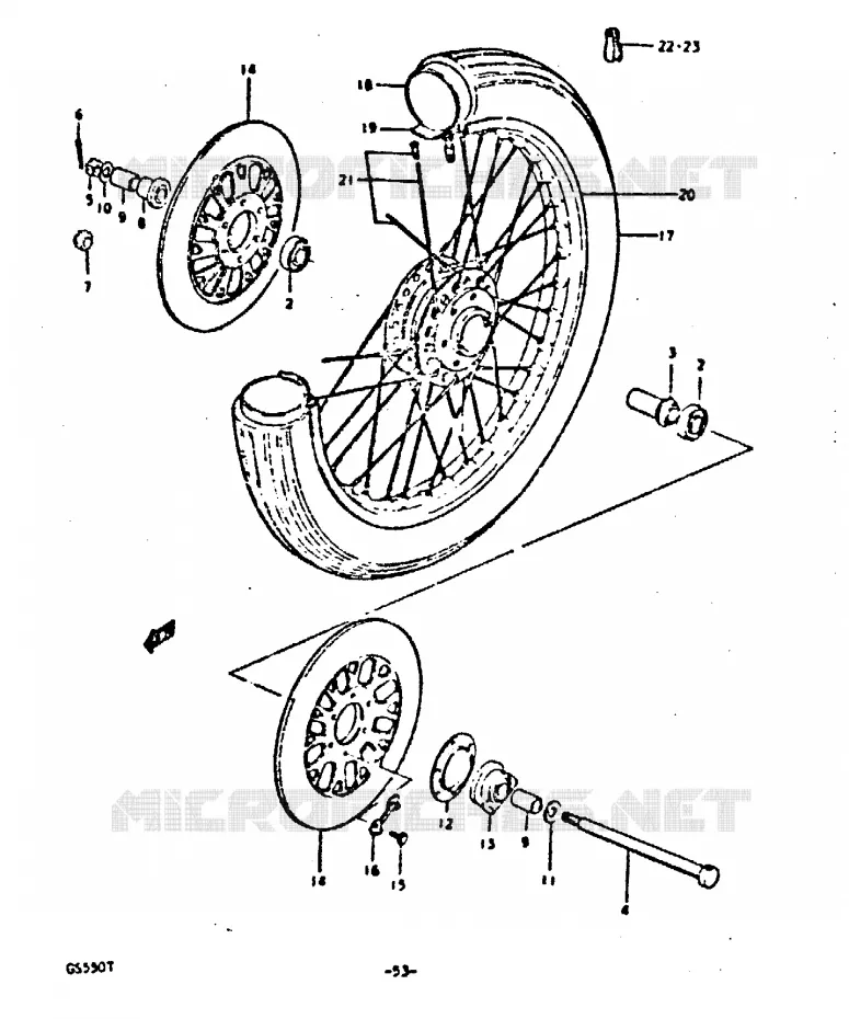 VOORWIEL (FOR SPOKE WHEEL/SINGLE DISK) Suzuki MOTO 550 GS 1980  GS550T(T)