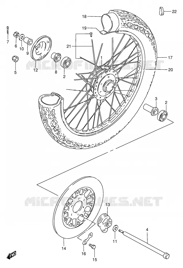 VOORWIEL (GN250F/J/K/L/M/N/P/R) Suzuki MOTO 250 GN 1993  GN250P(E2)