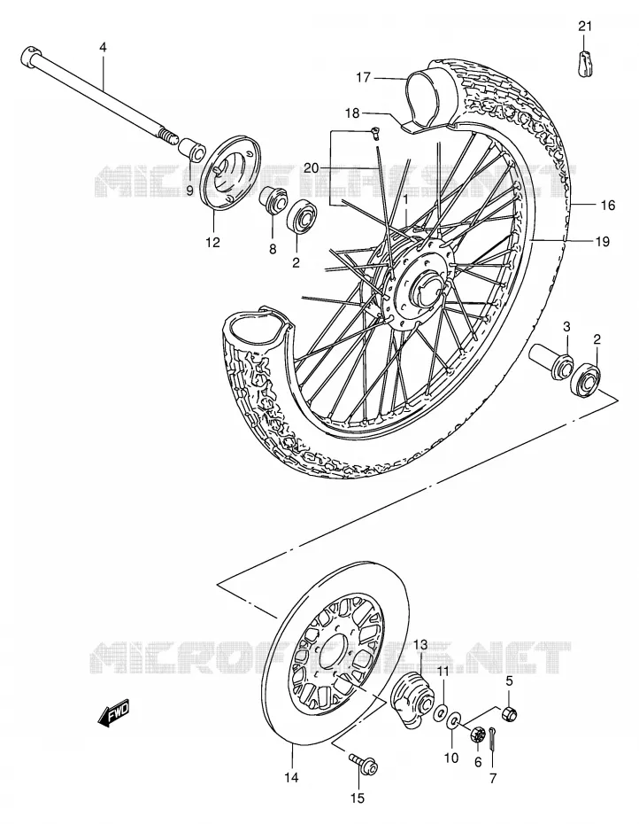 VOORWIEL (GN250T/W/X/Y) Suzuki MOTO 250 GN 1996  GN250T(E2)