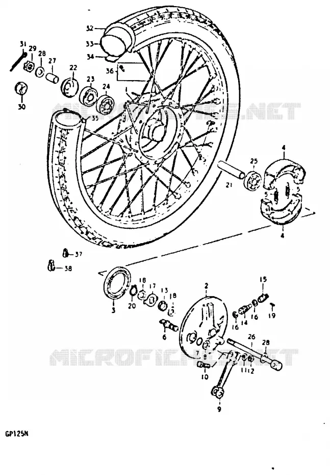 VOORWIEL (GP125UC, GP125UN) Suzuki MOTO 125 GP 1992  GP125UN(C/N)