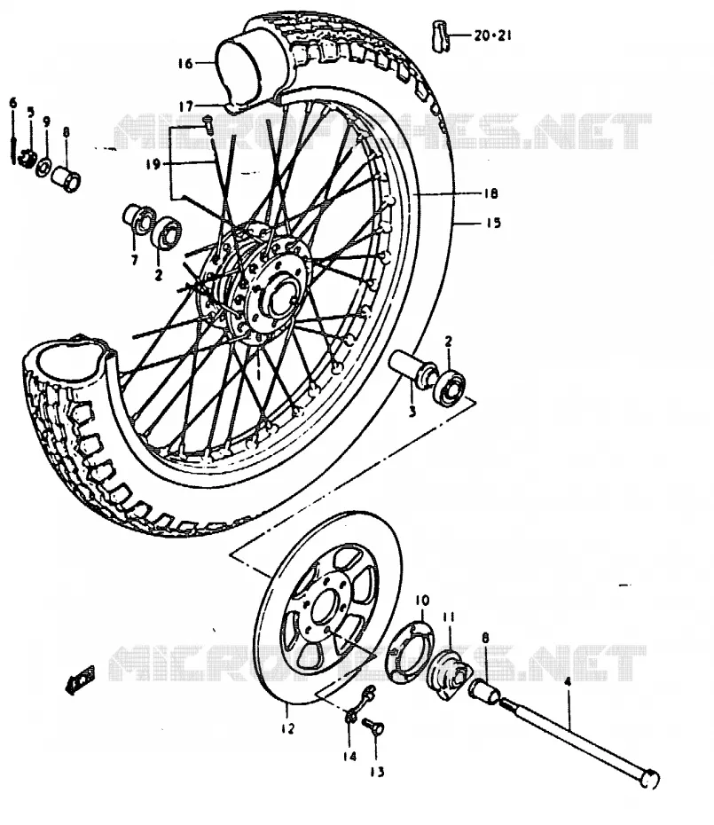 VOORWIEL (GS1000C, N) Suzuki MOTO 1000 GS 1979  GS1000N(C/N)