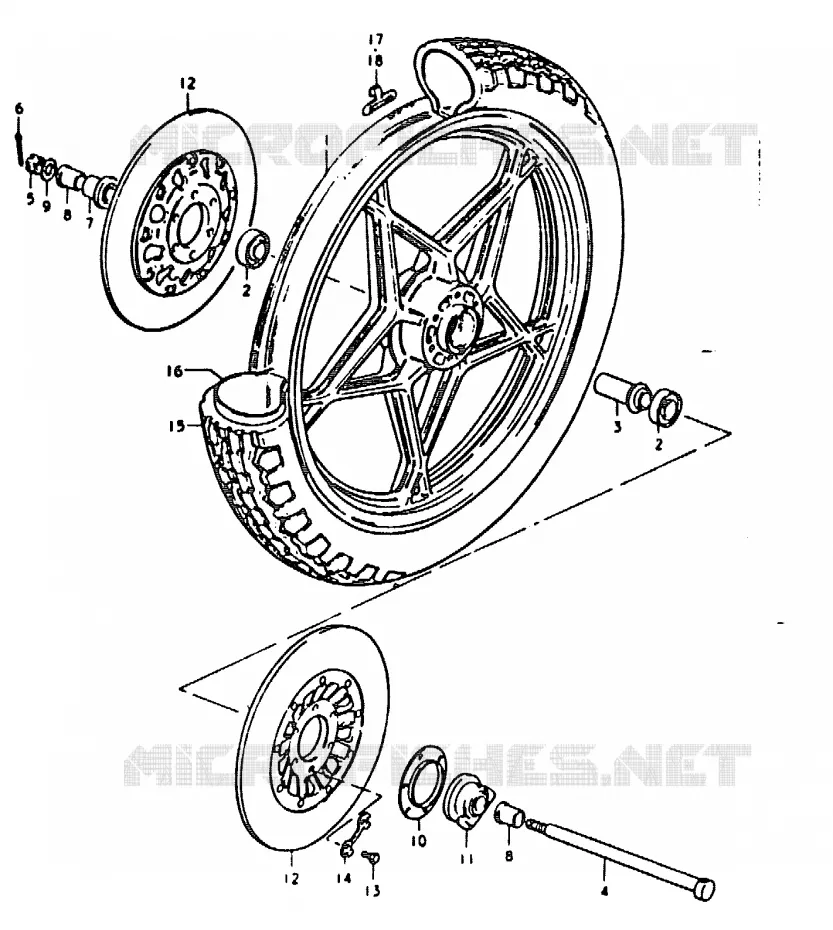 VOORWIEL (GS1000HC, EC, HN, EN) Suzuki MOTO 1000 GS 1978  GS1000EC(C/N)