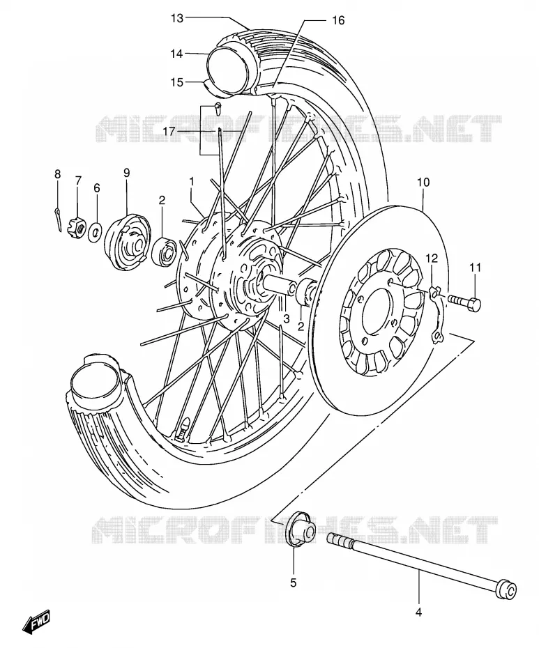 VOORWIEL (GS125SR) Suzuki MOTO 125 GS 1989  GS125ESK(E1)