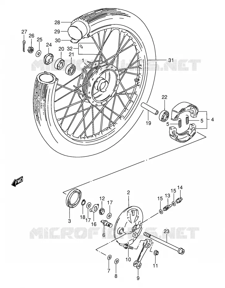 VOORWIEL (GS125UR) Suzuki MOTO 125 GS 1989  GS125ESK(E1)