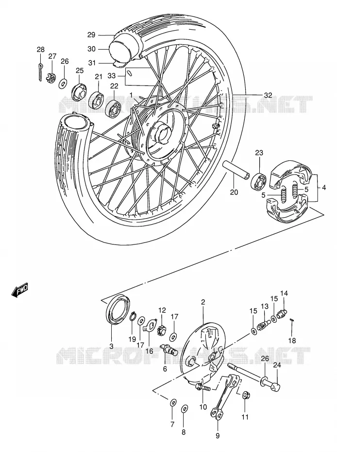 VOORWIEL (GS125Z/D) Suzuki MOTO 125 GS 1989  GS125ESK(E1)