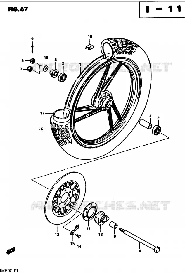 VOORWIEL (MODELE D) Suzuki MOTO 450 GS 1982  GS450Z(2/Z/D)