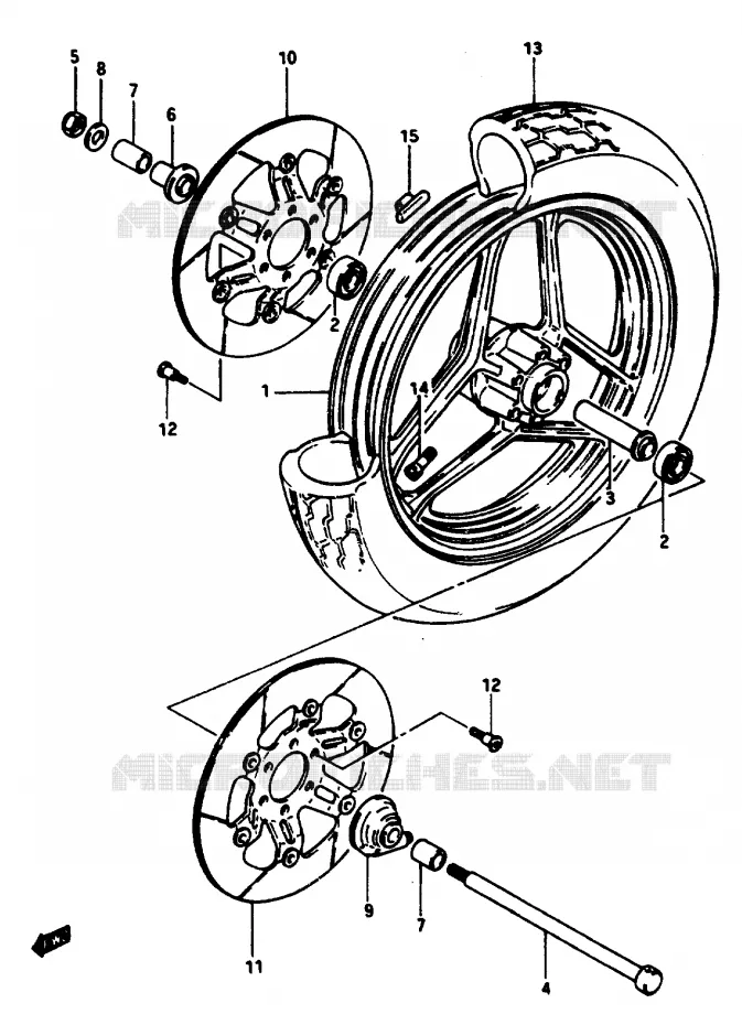 VOORWIEL (MODELE F/G) Suzuki MOTO 1150 GS 1985  GS1150ESF(E/F/G)