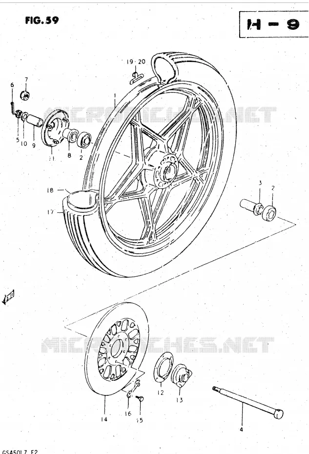 VOORWIEL (MODELE T, X) Suzuki MOTO 450 GS-L 1999  GS450LX(E2)
