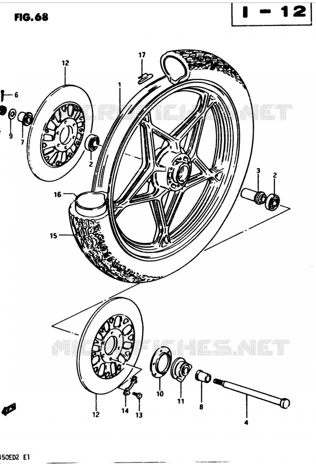 VOORWIEL (MODELE Z E34) Suzuki MOTO 450 GS 1982  GS4502(2/Z/D)