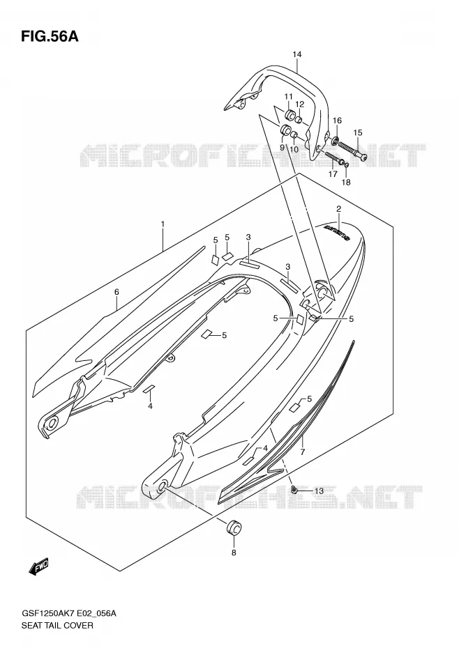 ACHTER KUIP - SEAT COWL (GSF1250SAZK9) Suzuki MOTO 1250 BANDIT-S 2009  GSF1250SAZK9(E2)