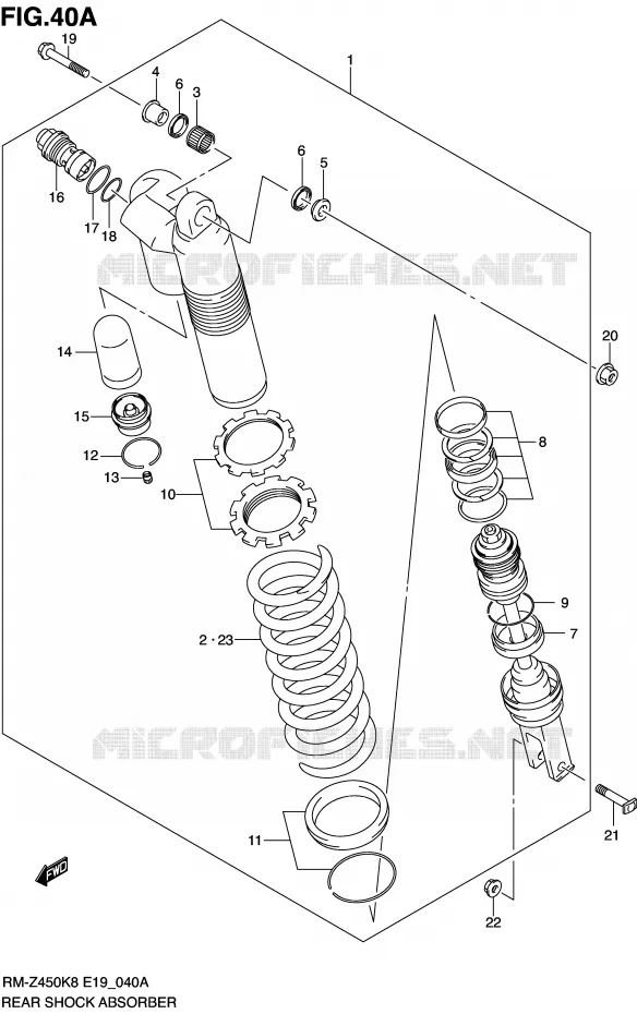 ACHTER SCHOKDEMPER (RM-Z450L0/L1) Suzuki MOTO 450 RM-Z 2011  RM-Z450L1(E19)