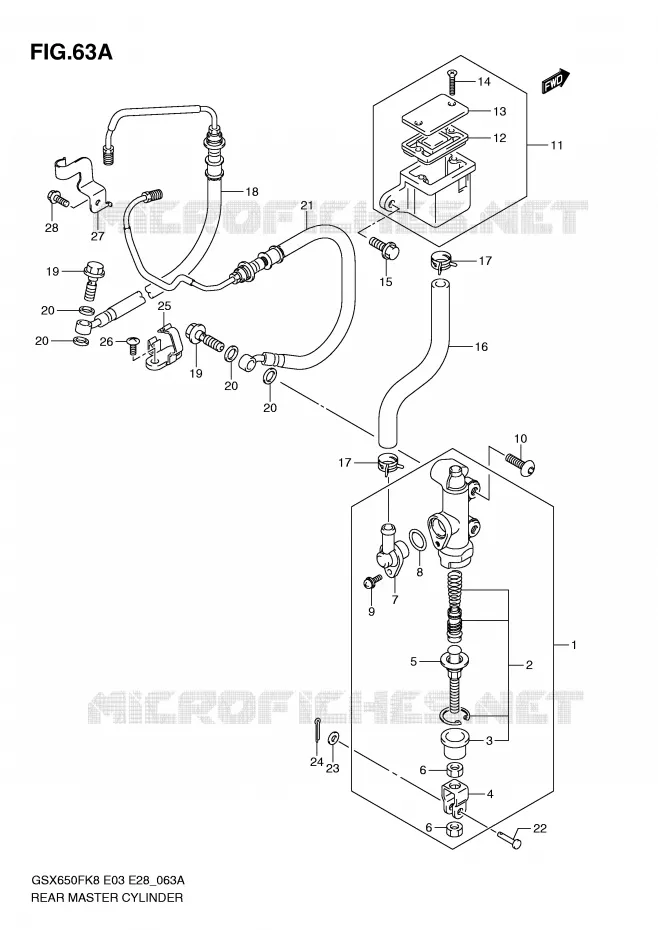 ACHTER hoofdremcilinder (GSX650FAK9/FL0/FAL0) Suzuki MOTO 650 GSX-F 2009  GSX650FK9(E3/E28)