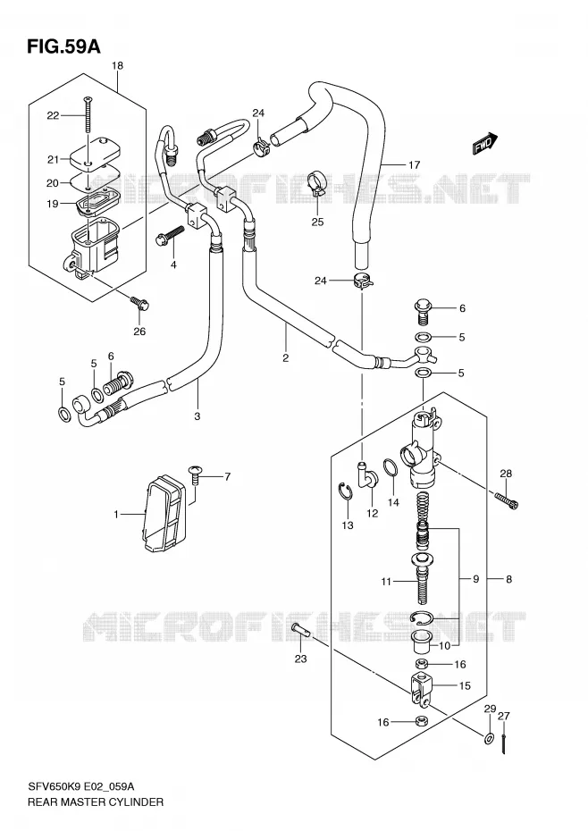 ACHTER hoofdremcilinder (SFV650AK9/UAK9/AL0/UAL0) Suzuki MOTO 650 GLADIUS 2010  SFV650UAL0(E2)