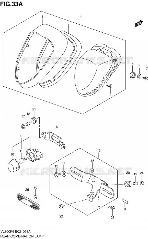ACHTERLICHT (MODEL K9/L0) Suzuki MOTO 800 VOLUSIA 2008  VL800CUEK8(E2)
