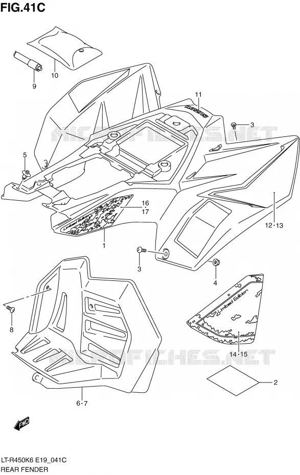 ACHTERSPATBORD (MODEL L0) Suzuki QUAD 450 QUADRACER 2006  LT-R450K6(E19)