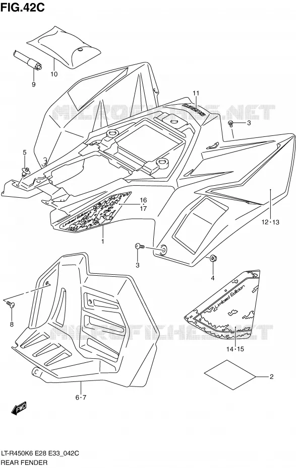 ACHTERSPATBORD (MODEL L0) Suzuki QUAD 450 QUADRACER 2009  LT-R450K9(E28/E33)