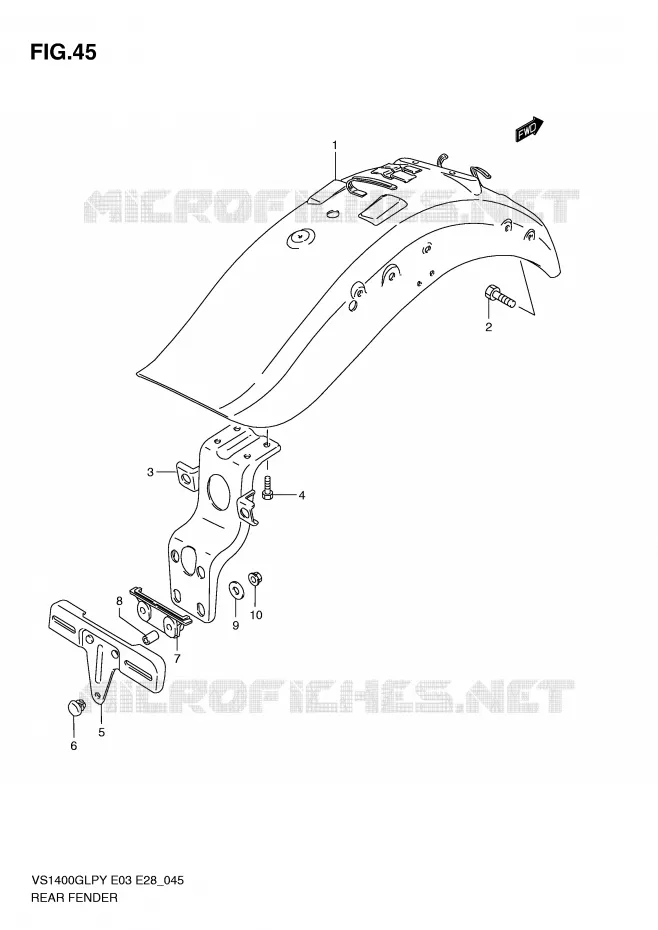 ACHTERSPATBORD (MODELE T) Suzuki MOTO 1400 INTRUDER 1997  VS1400GLPV(E3/E28)
