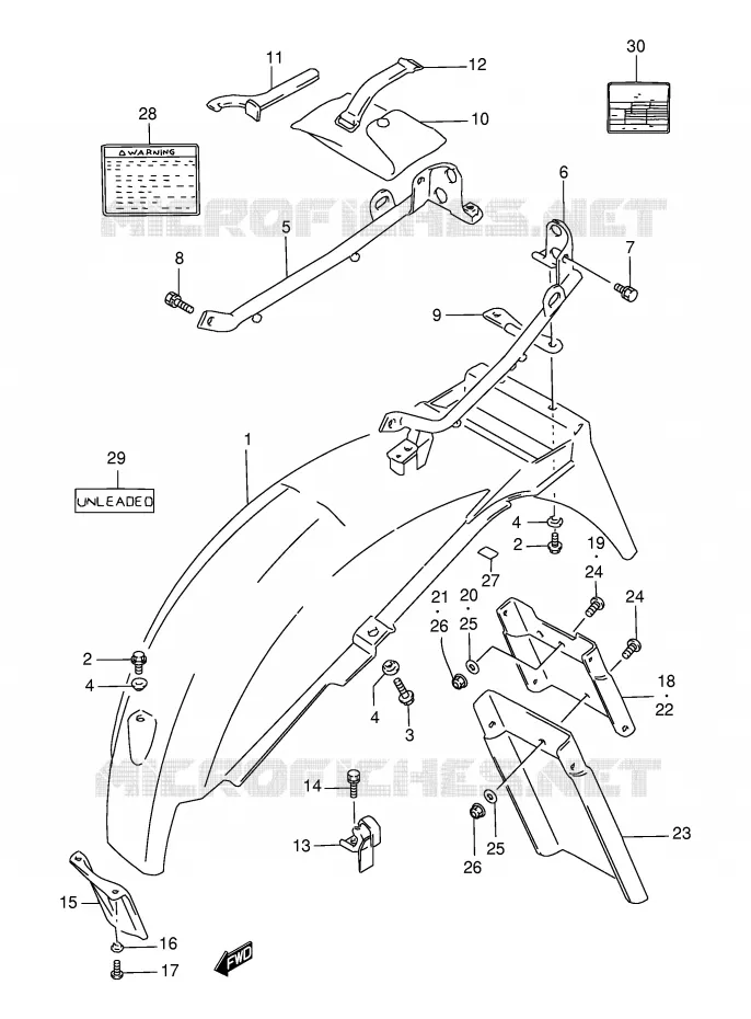 ACHTERSPATBORD (MODELE Y) Suzuki MOTO 500 GS-E 1998  GS500EW(E2)
