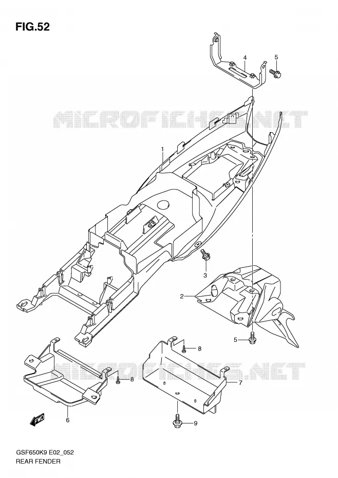 ACHTERSPATBORD Suzuki MOTO 650 BANDIT 2009  GSF650SUK9(E2)