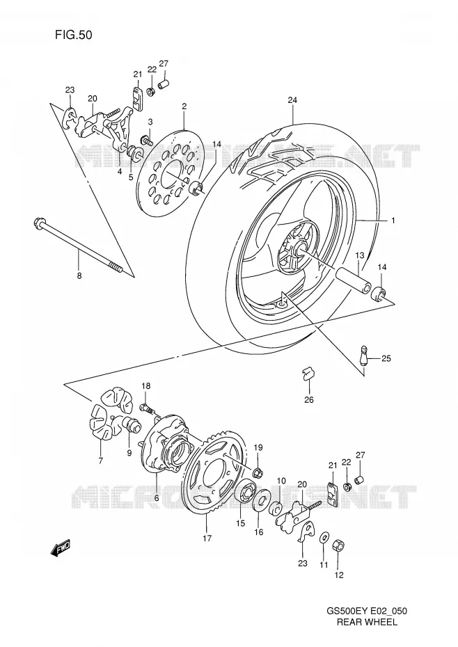 ACHTERWIEL Suzuki MOTO 500 GS-E 1998  GS500EW(E2)
