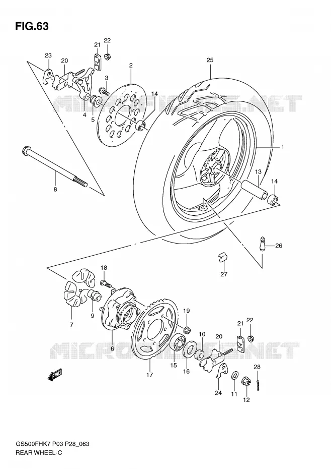 ACHTERWIEL Suzuki MOTO 500 GS-F 2010  GS500FHL0(P3)