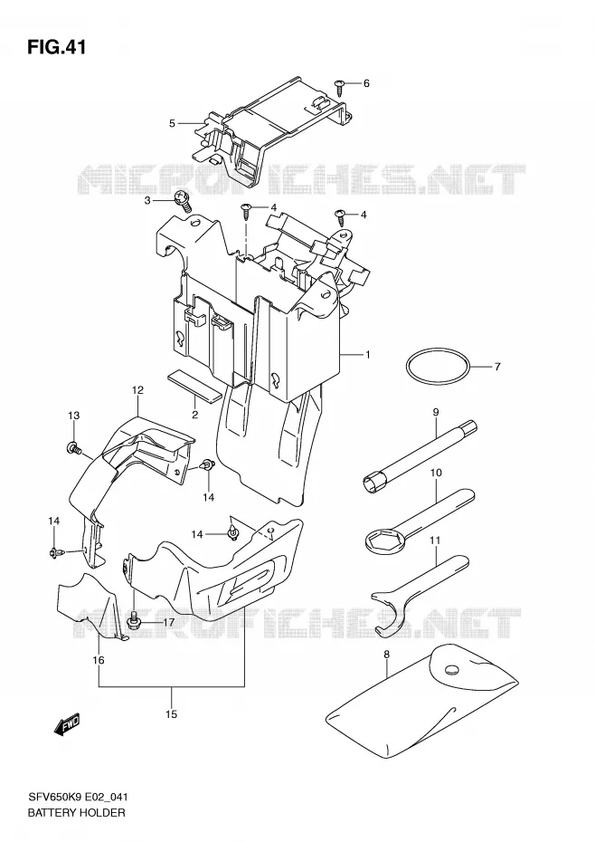 BATTERIJHOUDER Suzuki MOTO 650 GLADIUS 2010  SFV650L0(E2)