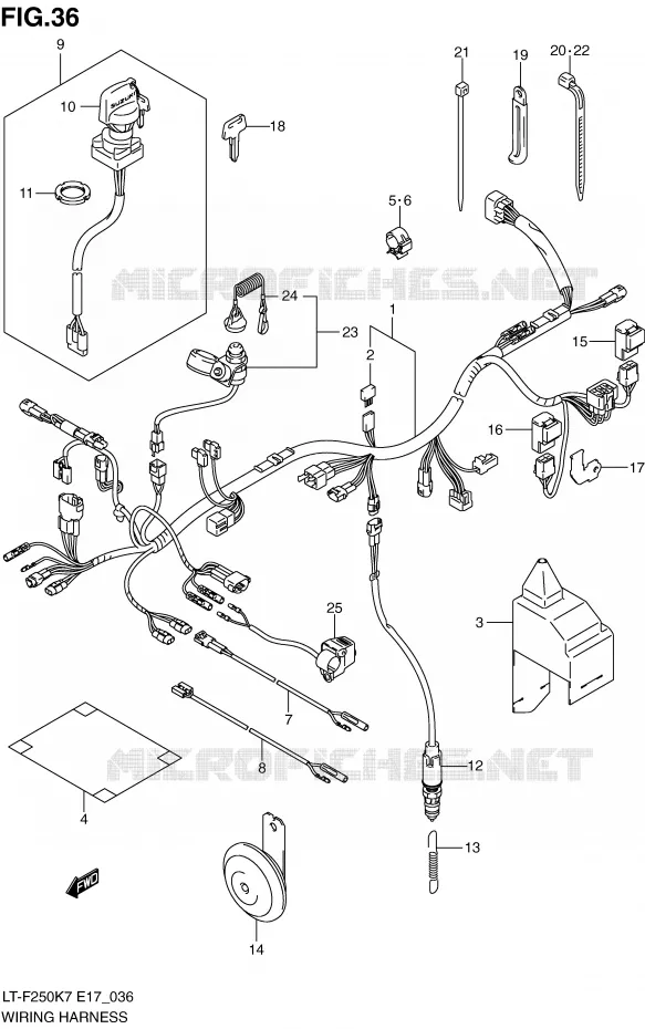 BEDRADING (E17,E24) Suzuki QUAD 250 OZARK 2010  LT-F250L0(E17)