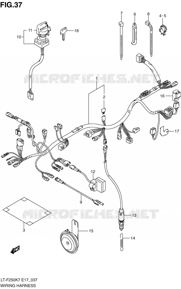 BEDRADING (E4) Suzuki QUAD 250 OZARK 2008  LT-F250K8(E17)