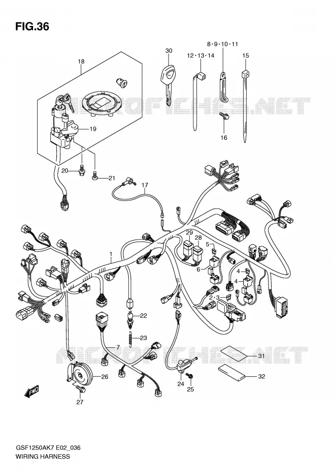 BEDRADING (GSF1250AK7/AK8/AK9) Suzuki MOTO 1250 BANDIT-S 2007  GSF1250SAK7(E2)